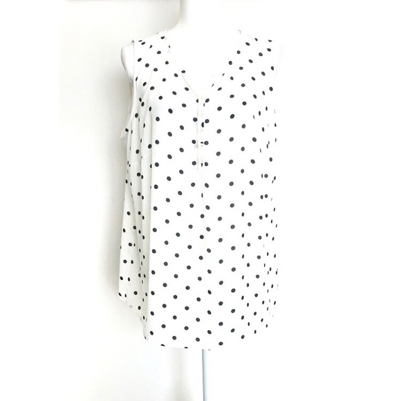Talbots Tops - Talbots Button Polka Dot Blouse White Black